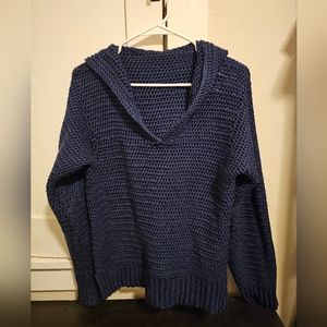Navy knit hooded sweater